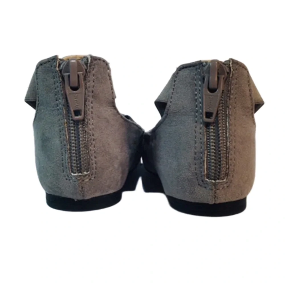 Nina Marissa Gray Faux Suede Cris Cross Ballet Flats Girls Size 6 (Big Girl 4)